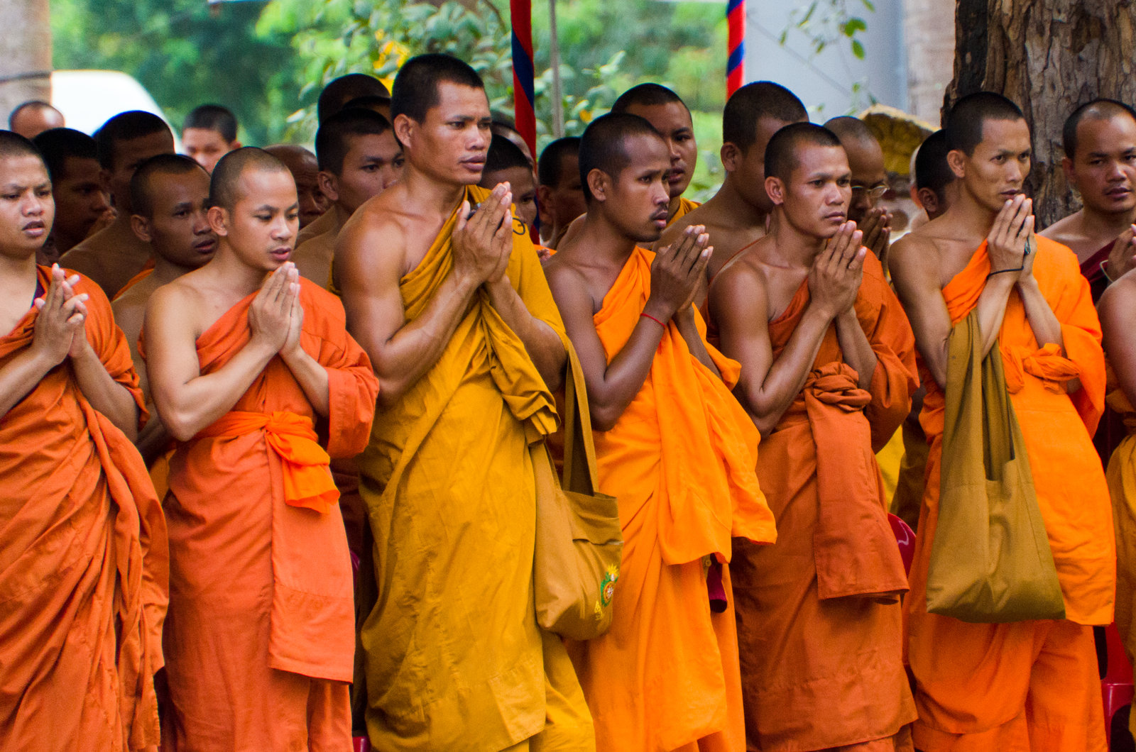 pchum ben monks in angkor wat