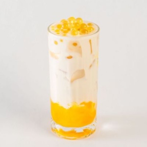 Mango chunky bubble tea milk tea at The Flock Cafe